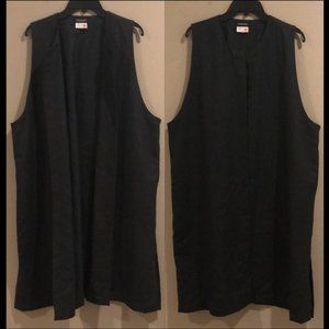 Vintage new Eskandar lagenlook pinstripe longline duster vest suit coat jacket
